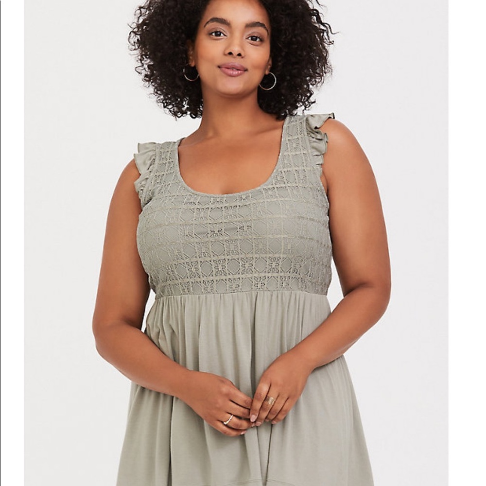 Torrid Sage Green Knit & Lace Baby Doll Size 2